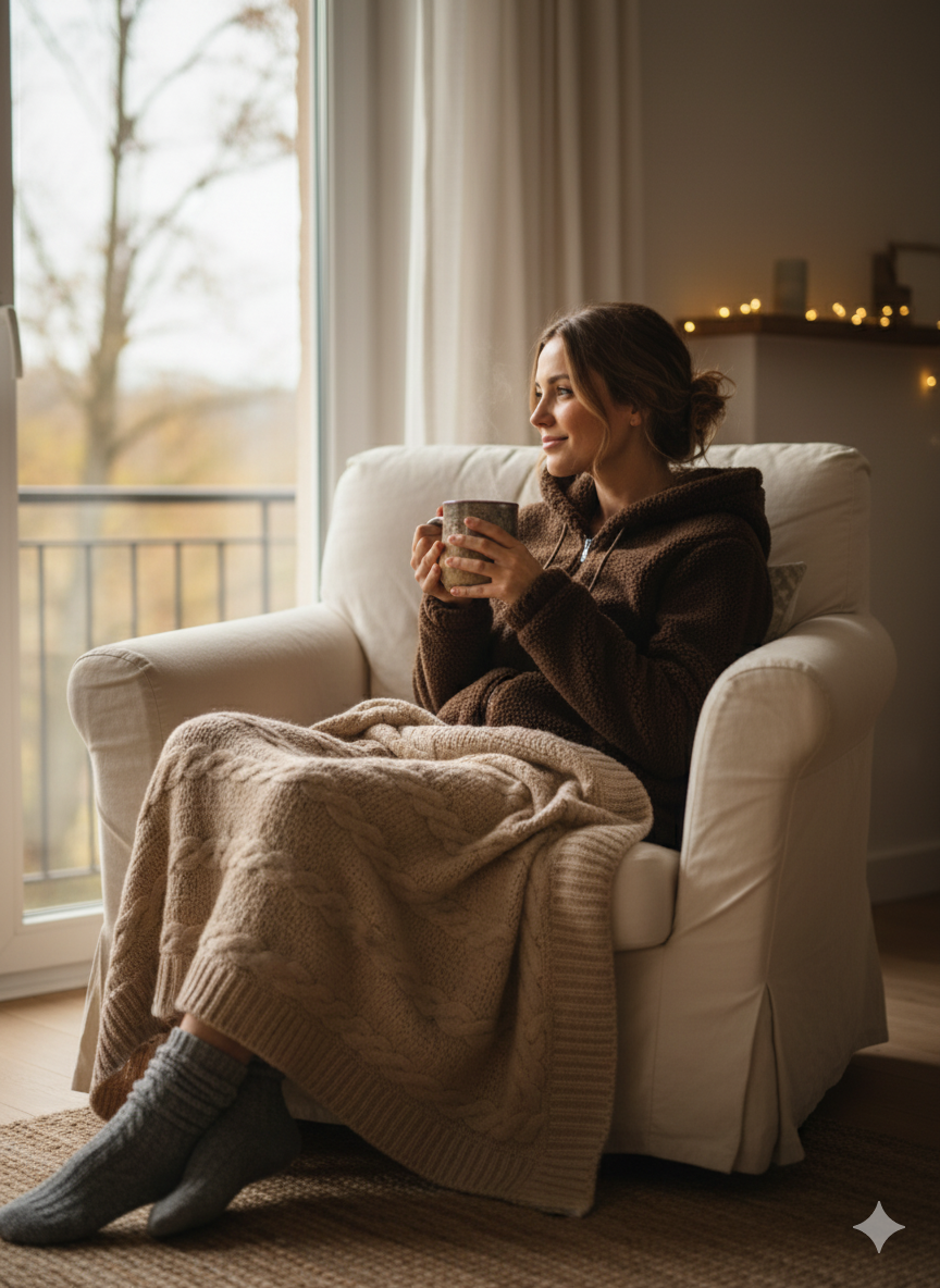 Kapüşonlu Fermuarlı Kahverengi Bayan Kaban - Rahat Kesim
