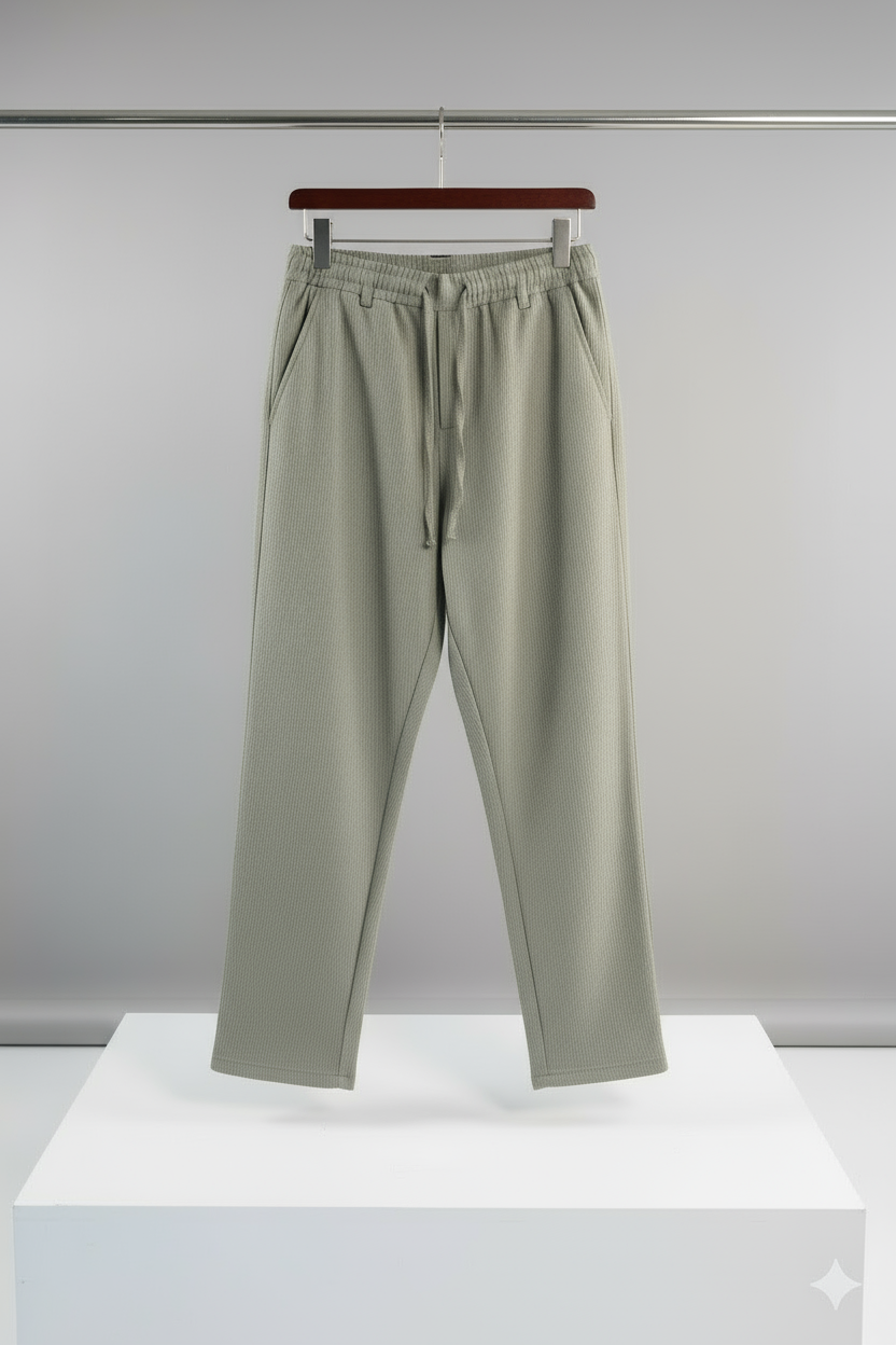 Haki fitilli dokulu bağcıklı pantolon rahat kalıp - Crux Giyim