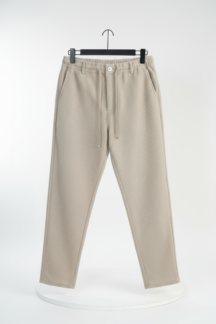  Bej kordonlu jogger pantolon rahat kesim - Crux Giyim