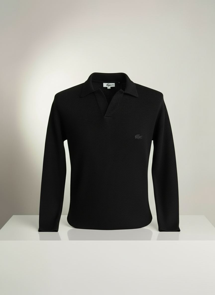  Siyah fitilli yakalı kazak modern tasarım - Crux Giyim