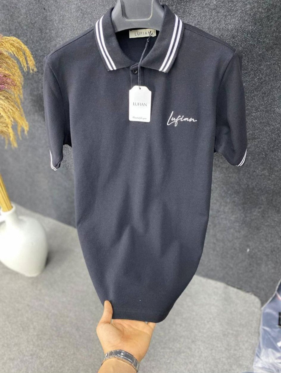 Yaka Detaylı Siyah Polo Tişört