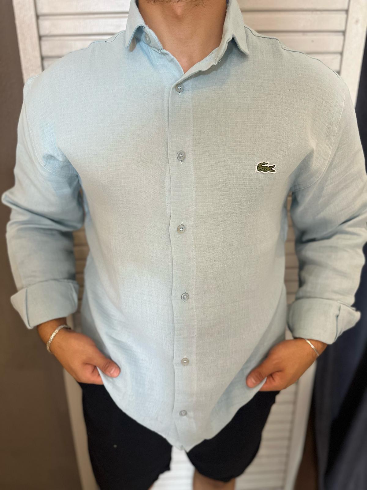 Açık Mavi Oversize Logolu Gömlek