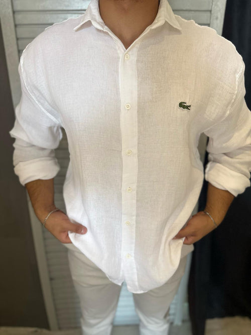 Beyaz Oversize Logolu Gömlek