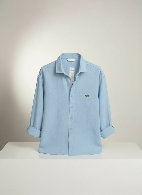 Açık Mavi Oversize Logolu Gömlek