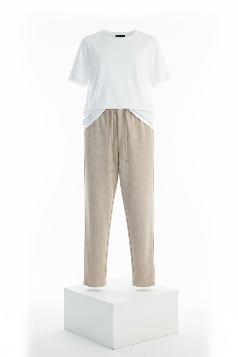 Düz Paça Rahat Kesim Kordonlu Jogger Pantolon