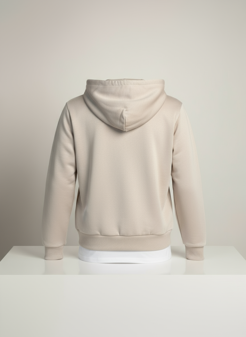 Modern Kesim Düşük Omuz Kapüşonlu Sweatshirt Bej