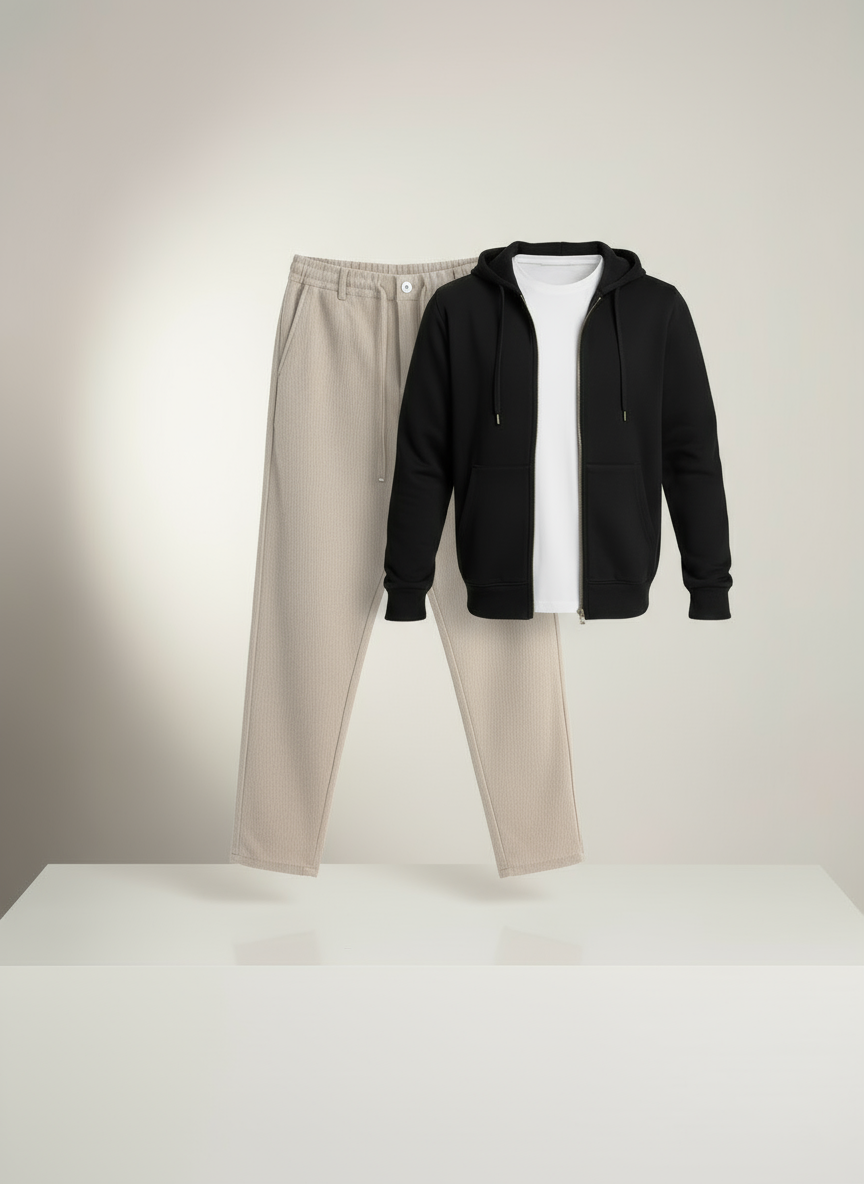 Düz Paça Rahat Kesim Kordonlu Jogger Pantolon