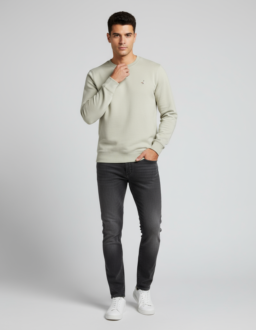 ERKEK SWEATSHIRT-BEJ