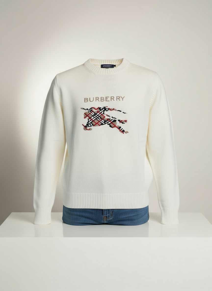 ERKEK LOGOLU TRİKO KAZAK - BEYAZ