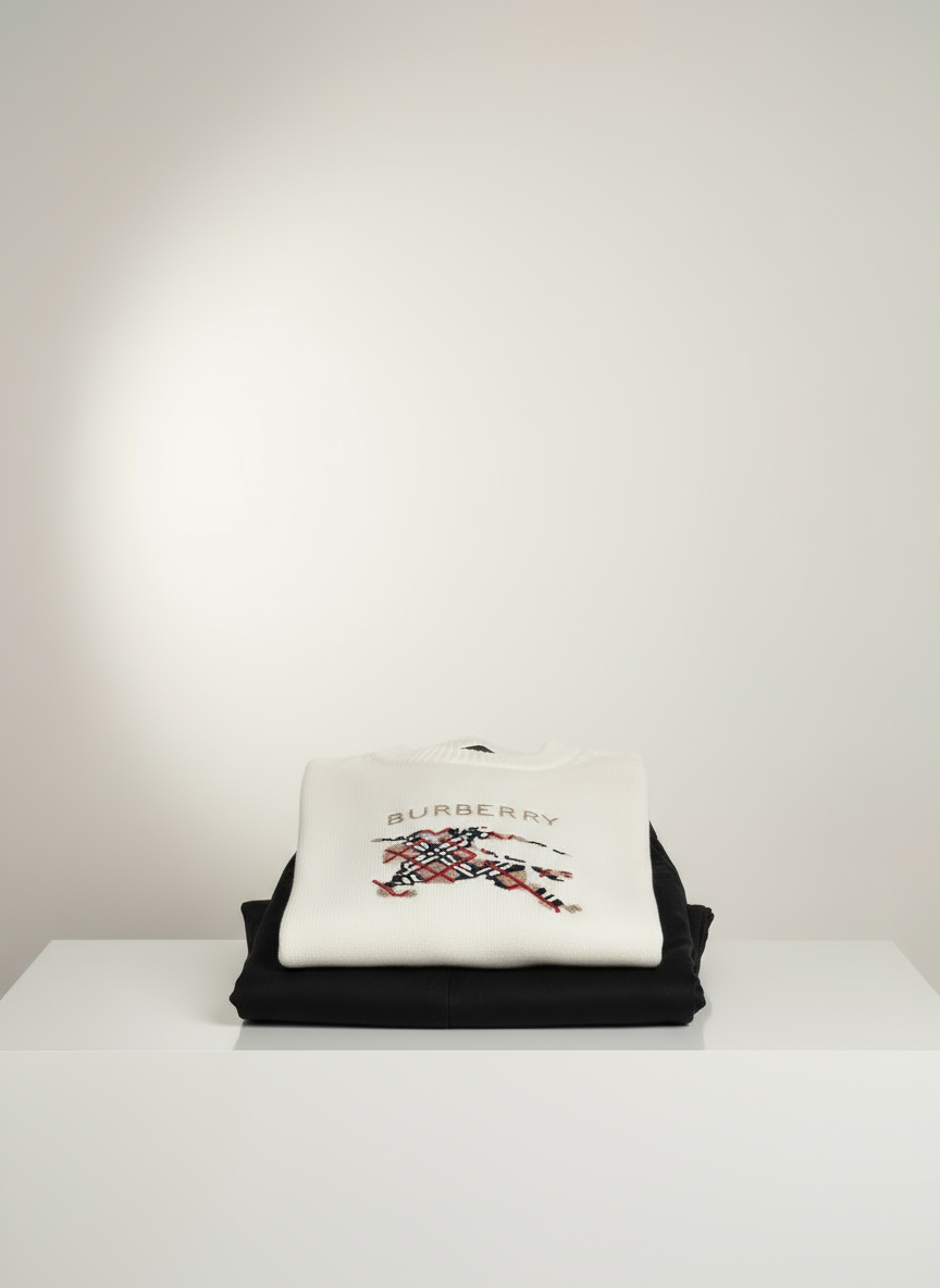 ERKEK LOGOLU TRİKO KAZAK - BEYAZ