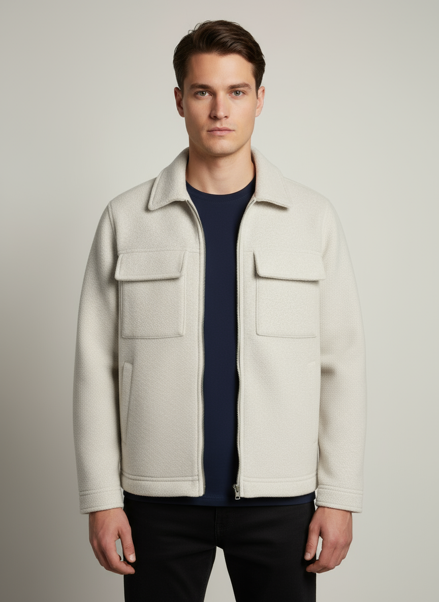 Beyaza Yakın Fleece Mont - Canlı Model Platform Olmadan