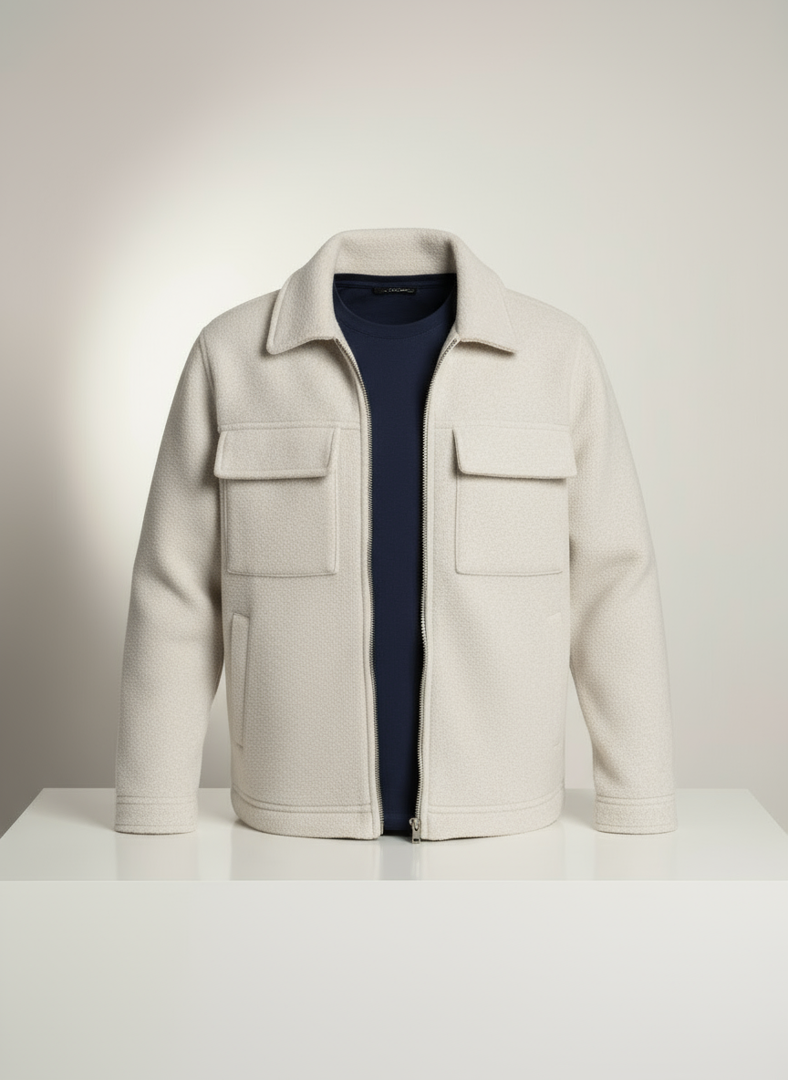 Bej fleece mont profesyonel ürün görseli - Crux Giyim