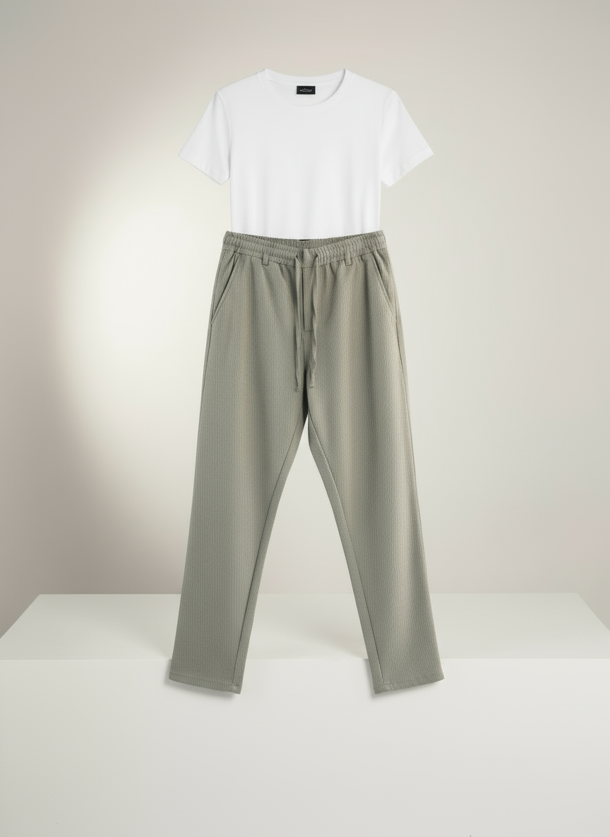 Rahat Kalıp Fitilli Dokulu Bağcıklı Pantolon