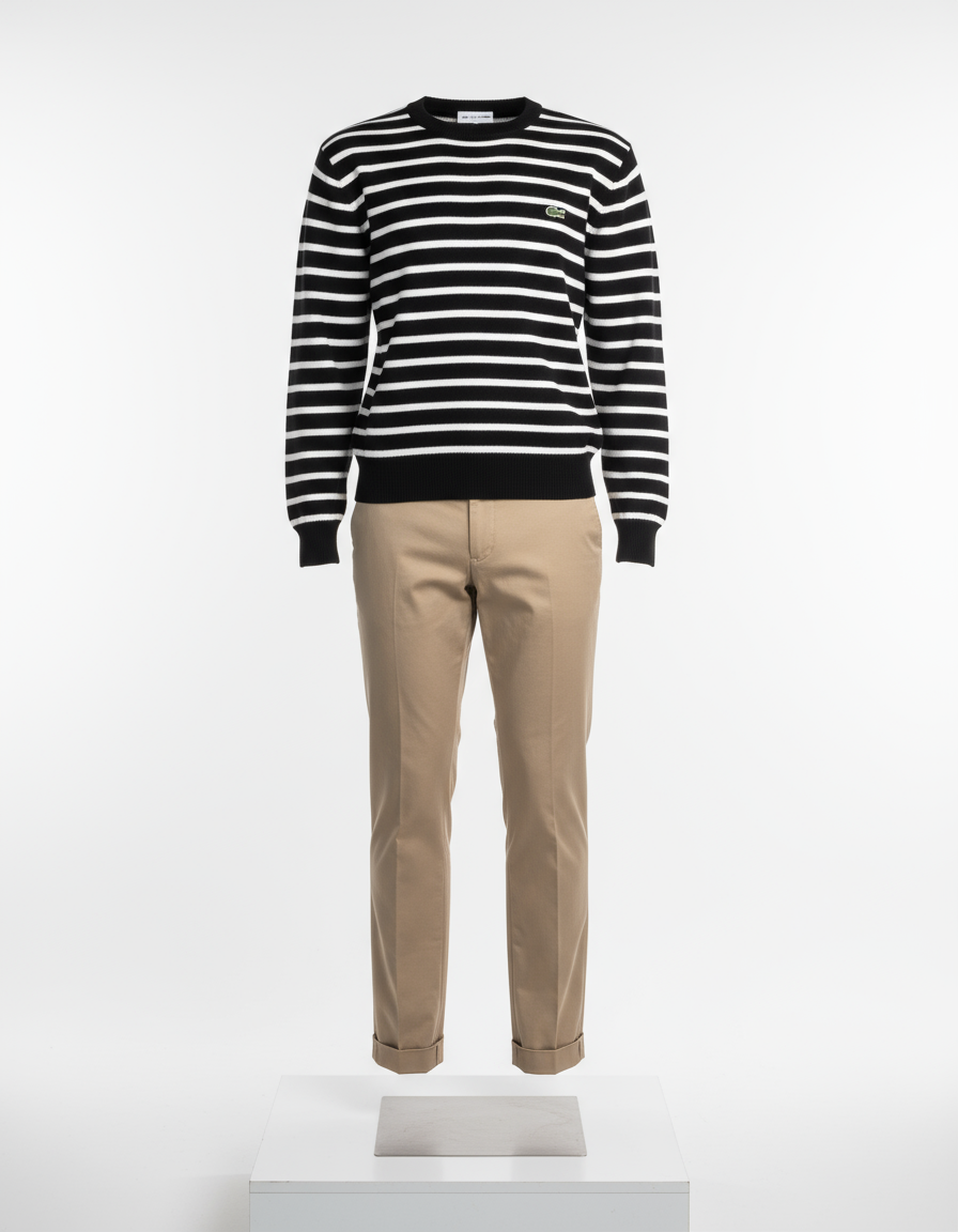 ERKEK ÇİZGİLİ TRİKO KAZAK-SİYAH