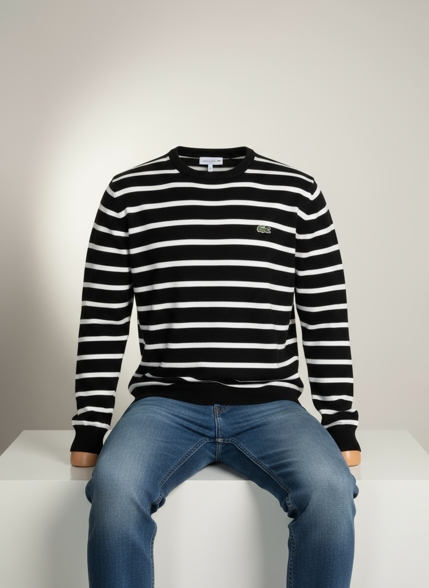 ERKEK ÇİZGİLİ TRİKO KAZAK-SİYAH