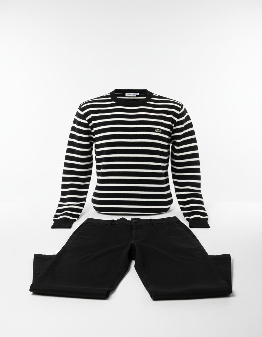 ERKEK ÇİZGİLİ TRİKO KAZAK-SİYAH