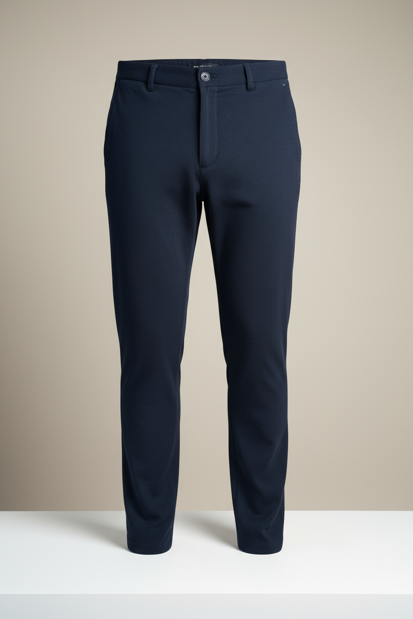 Lacivert Dokulu Slim Fit Pantolon | Esnek Kumaş