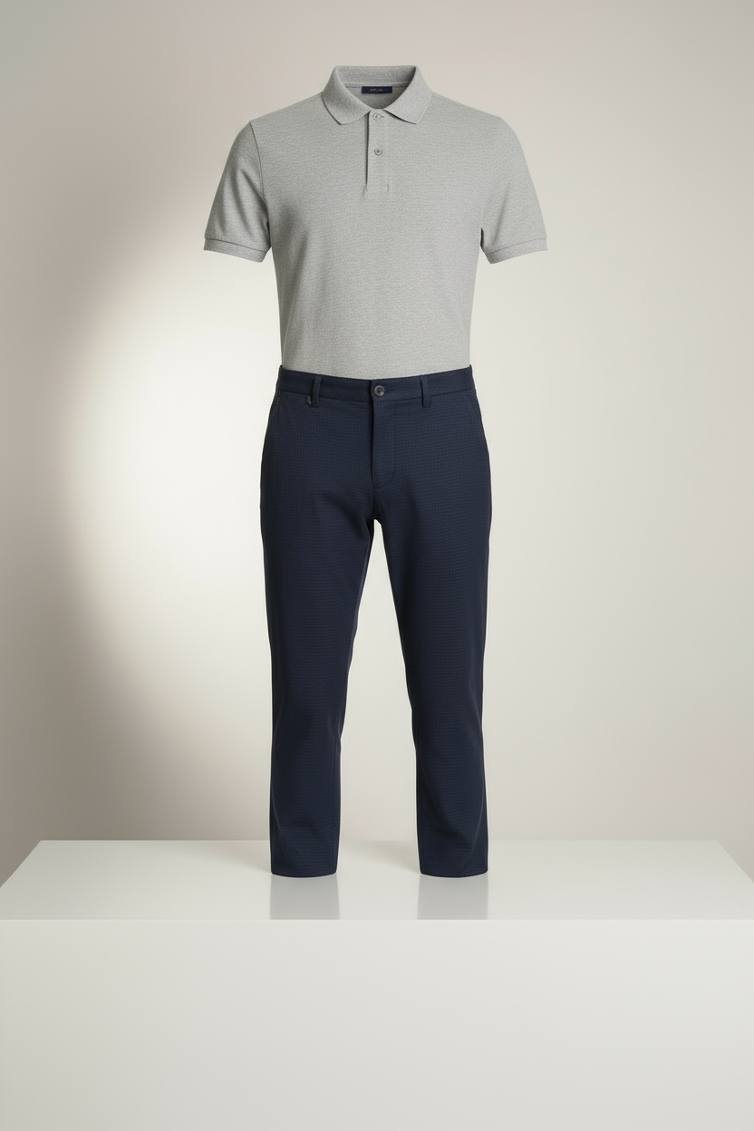 Lacivert Dokulu Slim Fit Pantolon | Esnek Kumaş