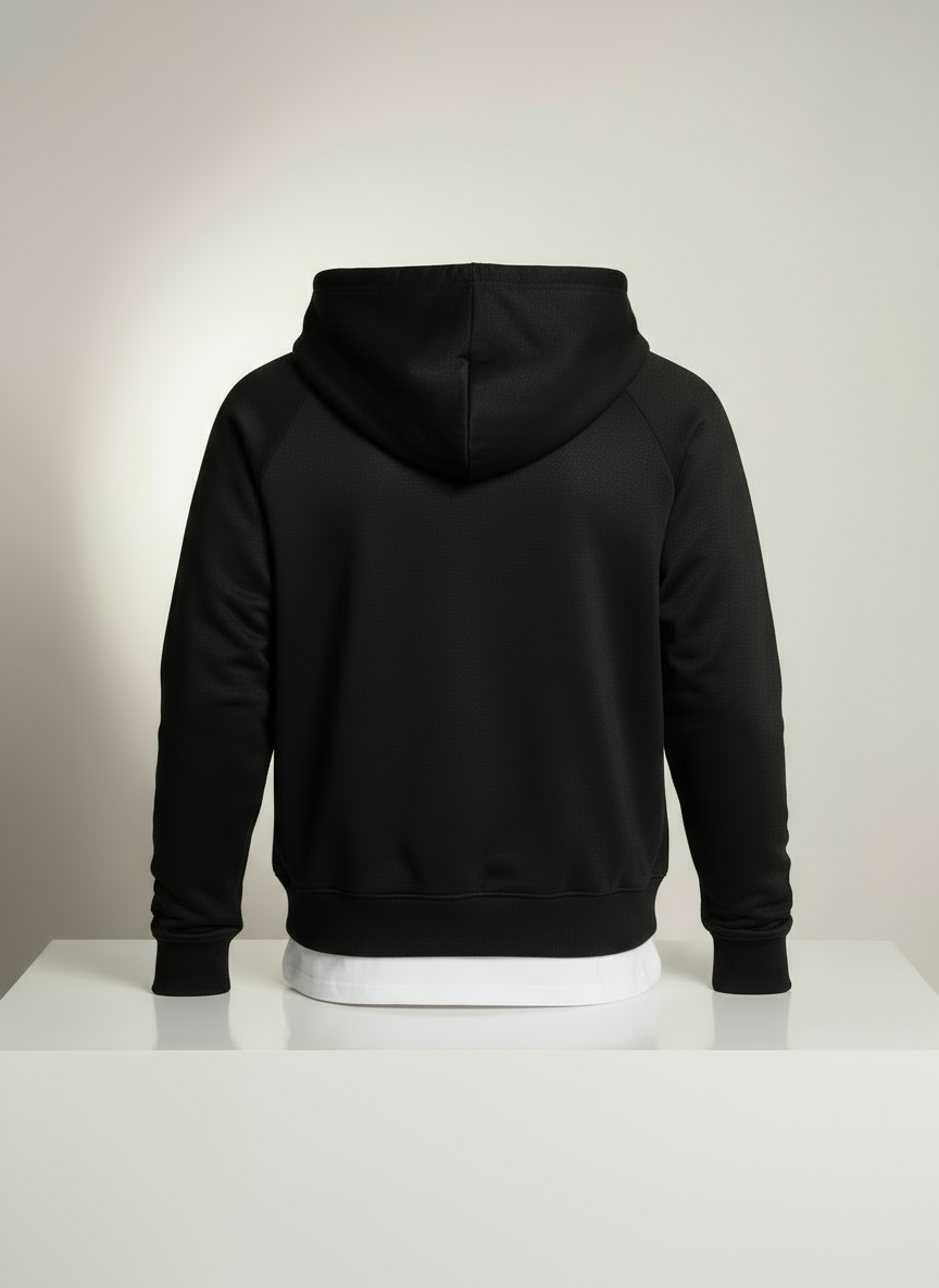 Modern Kesim Düşük Omuz Kapüşonlu Sweatshirt; Siyah