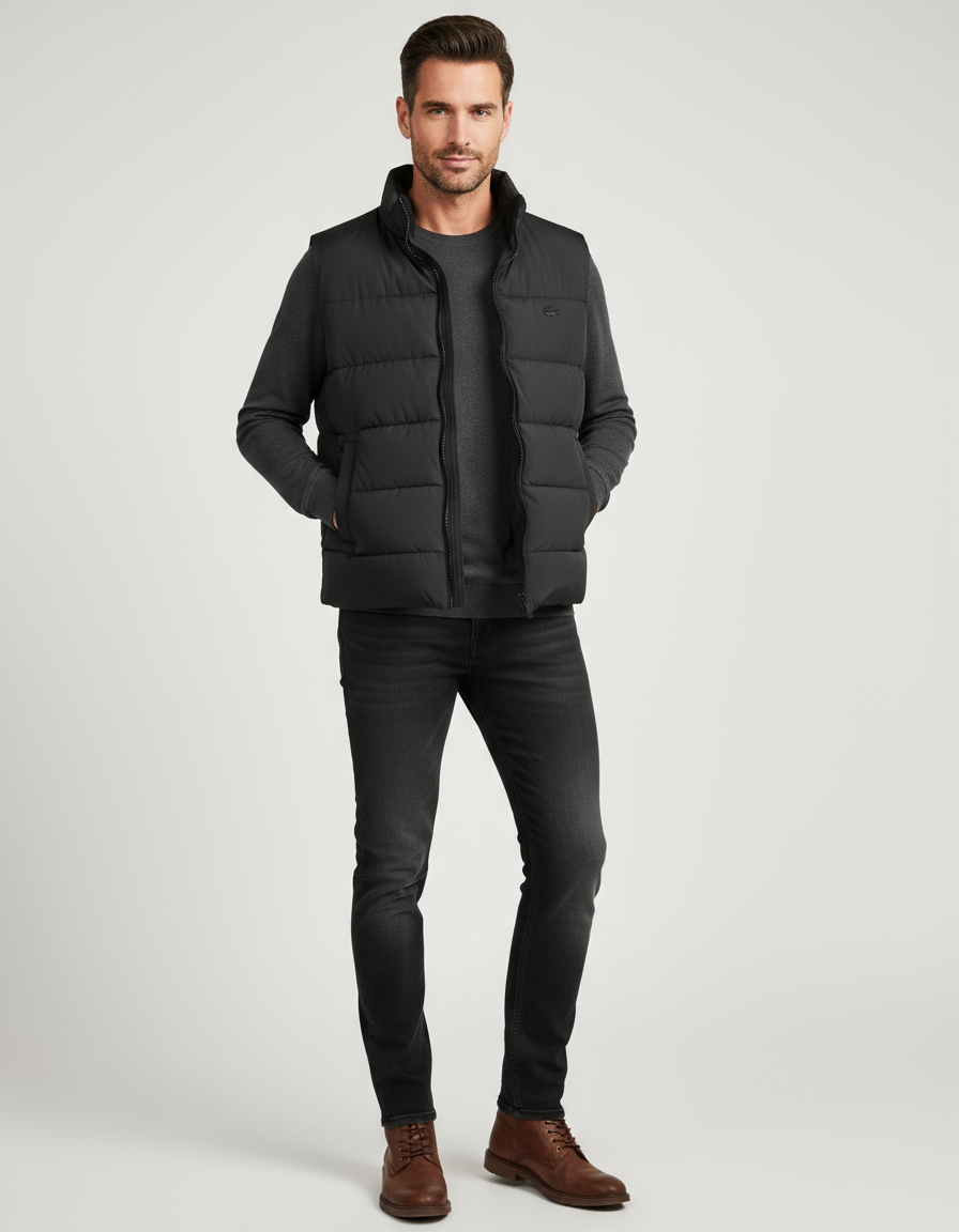 Erkek Siyah Kapitone Şişme Yelek