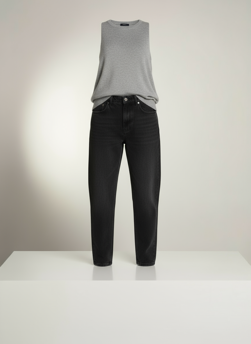 Rahat Kesim Siyah Jean Pantolon