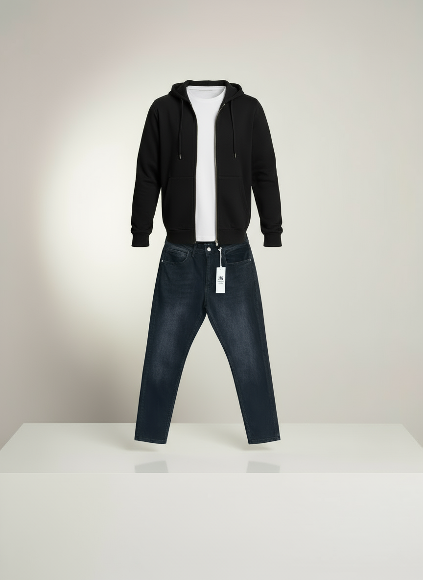 Rahat Kesim Siyah Jean Pantolon