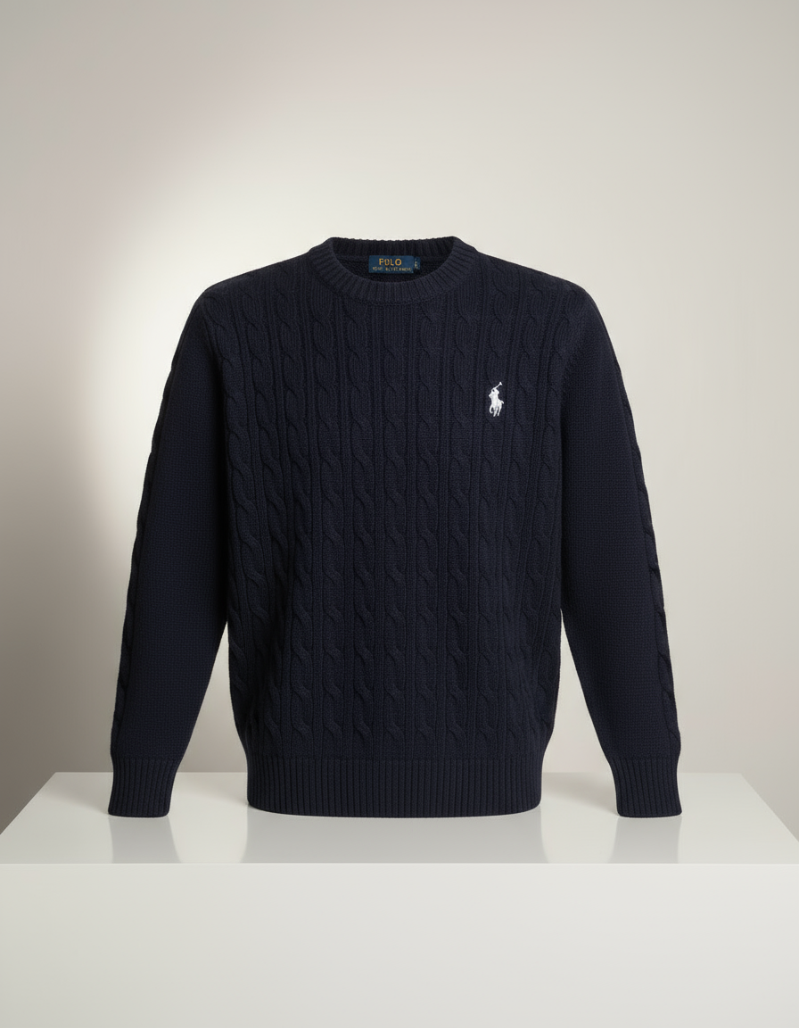 "Siyah triko kazak profesyonel ürün görseli - Crux Giyim"