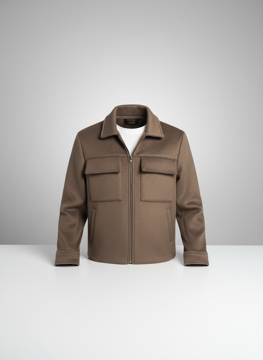 Toprak rengi fleece mont beyaz platform üzerinde - Crux Giyim